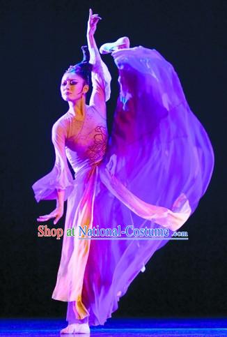 Chinese Classical Solo Dance Costumes and Headwear Complete Set