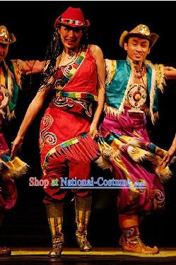 Tibetan Dancing Costume and Headdress Full Set for Men