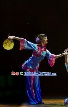 Professional Stage Performance Fan Dancing Costumes and Headwear for Women