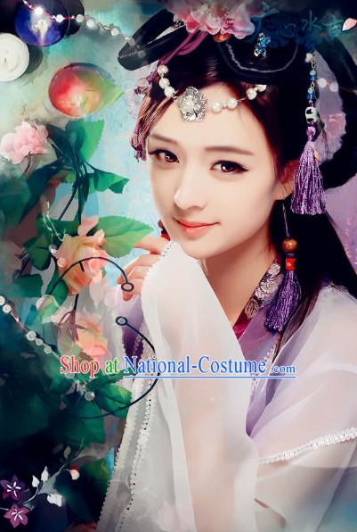 Ancient Chinese Fairy Dancewear and Headwear Complete Set