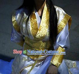 Chinese White Yellow Swordsman Costume Complete Set