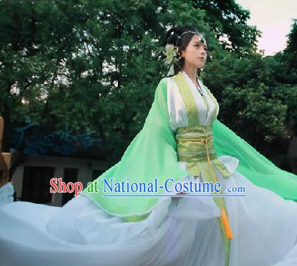 Chinese Green White Fairy Dresses Complete Set