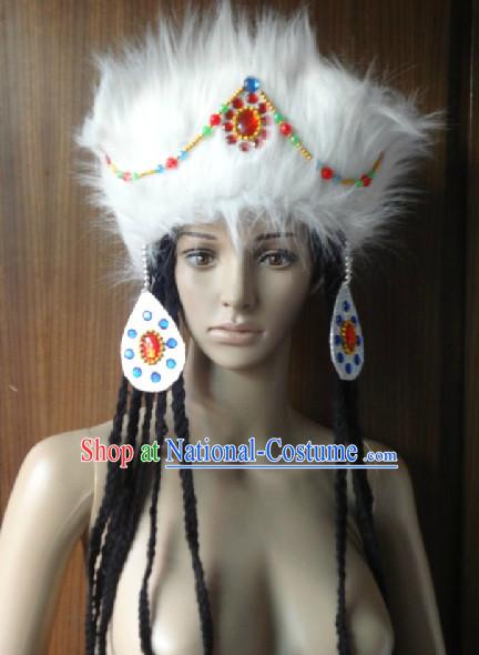 Professional Chinese Ethnic Tibetan Wig and Hat