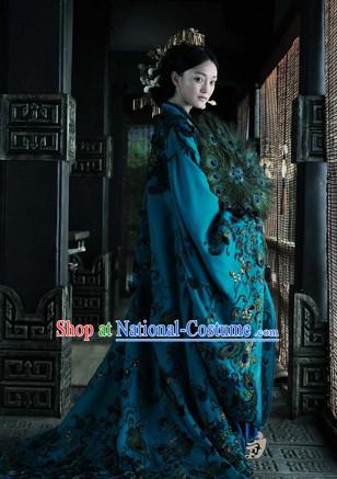 Ancient Chinese Empress Long Dress and Headwear Complete Set