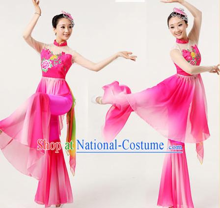 Professional Chinese Group Fan Dancewear and Headwear