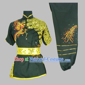 Chinese Classical Dragon Embroidery Kung Fu Dresses Full Set