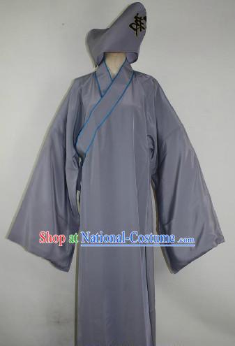 Chinese Ancient Monk Costumes and Hat Complete Set