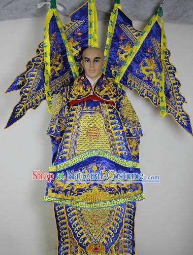 Chinese Ancient Hero General Opera Costumes and Flags Complete Set