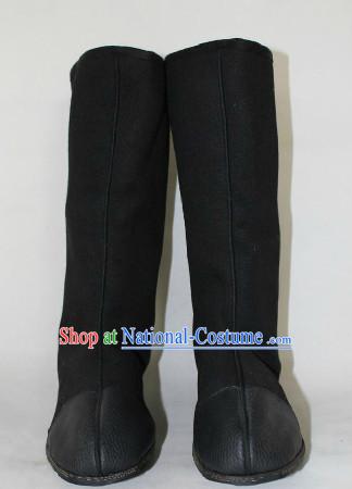 Traditional Chinese Black Boots for Adults