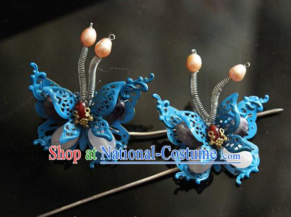 Chinese Traditional Handmade Butterfly Hair Clasps Pair