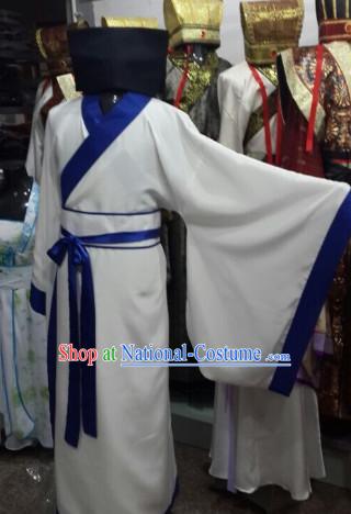 Ancient Chinese Student Costume and Hat for Men