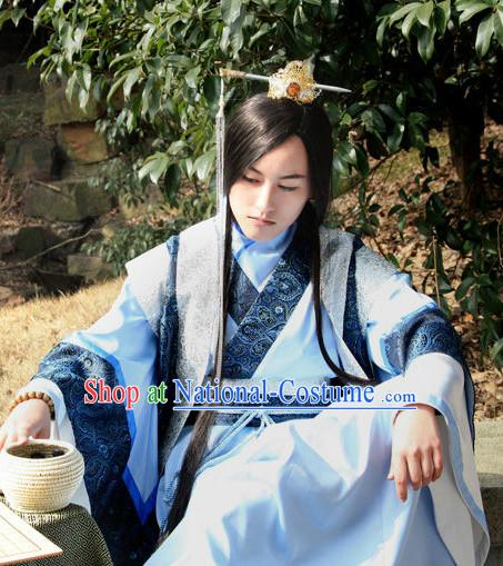 Traditional China Hanfu Costumes and Hair Accessories Complete Set