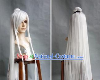 Ancient Chinese White Long Wig for Men