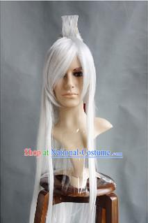 Ancient Chinese White Long Wig for Men