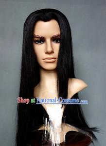 Ancient Chinese Black Long Wig for Men or Women