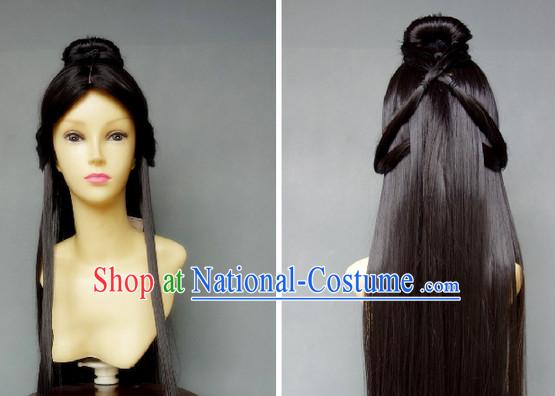 Ancient Chinese Style Long Black Fairy Wig for Girls