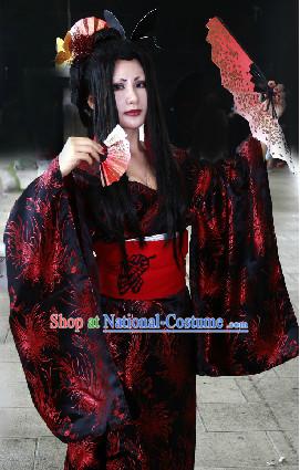 Japanese Geisha Costume and Headwear Complete Set