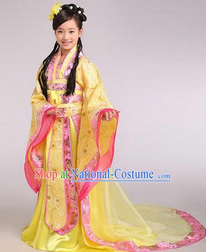 Ancient Chinese Kids Princess Robe and Headwear Complete Set