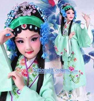 Chinese Opera Costumes and Headwear Complete Set for Kids