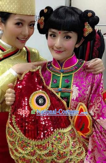 Chinese New Year Celebration Parade Costumes and Headwear Complete Set for Women