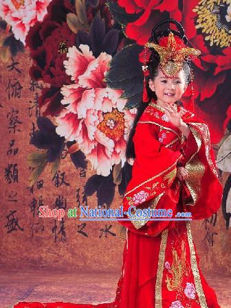 Ancient Chinese Red Empress Costumes for Children