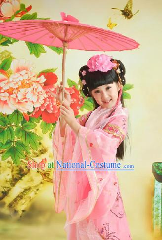 Chinese Traditional Dress and Headwear Complete Set for Children