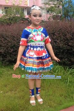 Miao Minority Clothing and Headwear Complete Set for Kids