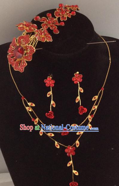 Chinese Traditional Wedding Hair Accessories and Necklace