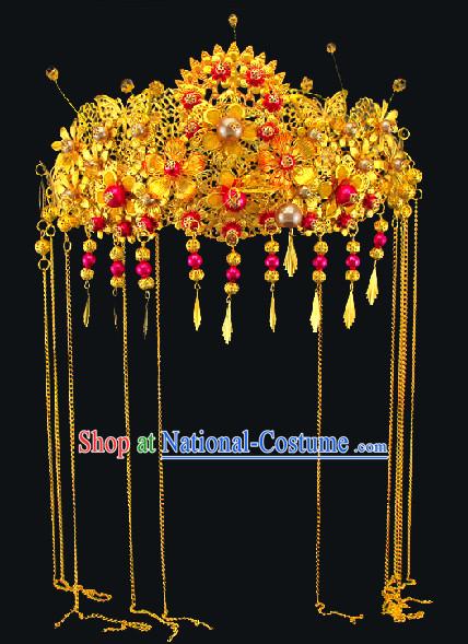 Gold Color Chinese Classical Wedding Guzhuang Bridal Hair Accessory