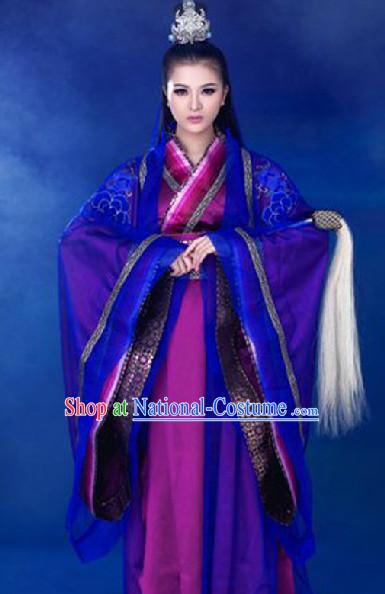 Ancient Chinese Swordswoman Costumes and Headwear Complete Set