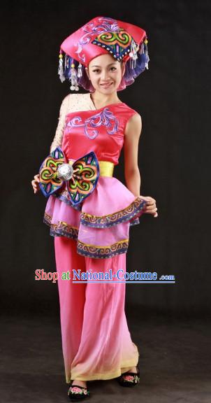 Miao People Dresses and Hat Complete Set for Girls