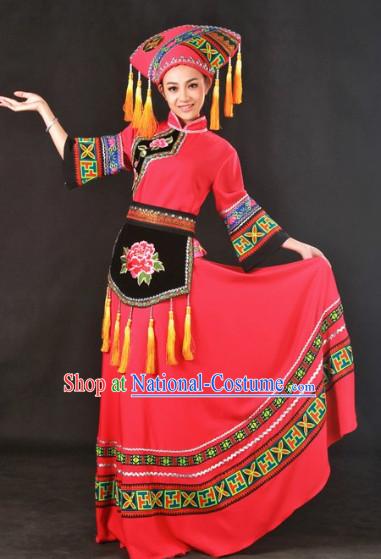 Top Guangxi Zhuang Minority Group Dance Costumes and Headwear