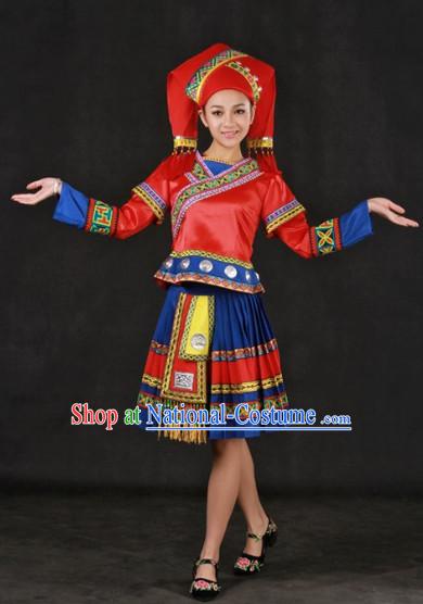 China Guangxi Zhuang People Clothes and Headwear