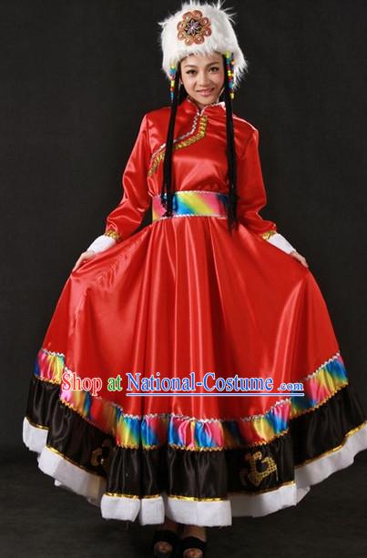 Tibetan Ethnic Minority Clothing and Hat for Women