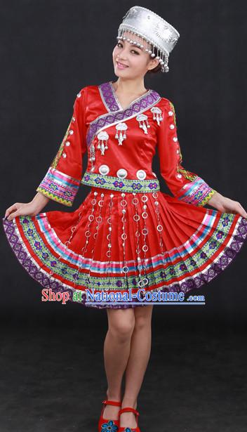 Miao Ethnic Minority Stage Costumes and Hat for Girls