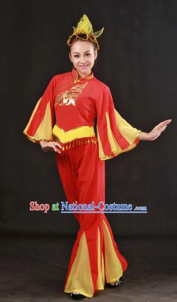 Han Ethnic Minority Stage Costumes and Hat for Girls