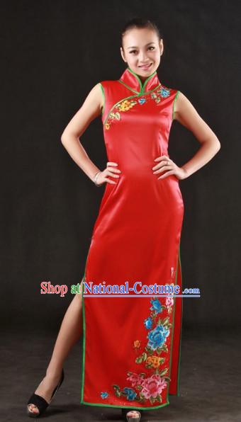 Cheongsam Stage Costumes and Headwear for Girls