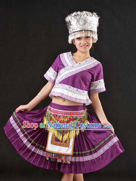 Traditional Chinese Miao Clothes and Hat for Women