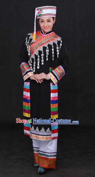 Lagu Ethnic National Dance Costumes and Hat Complete Set for Women