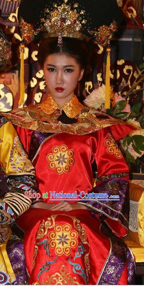 Traditional Qing Empress Costumes and Hat Complete Set