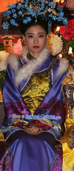 Traditional Qing Empress Dresses and Hat Complete Set