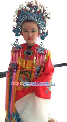 Traditional Chinese Phoenix Embroidered Costumes for Kids