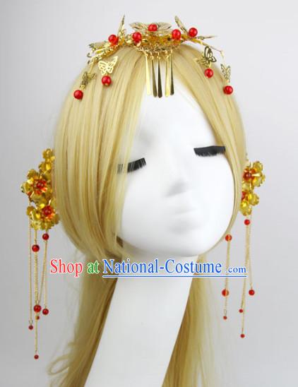 Romantic Chinese Traditional Red Headpiece