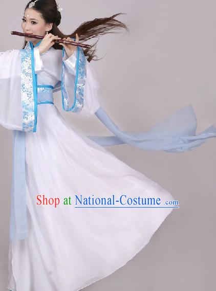 White Chinese Hanfu Clothes Complete Set