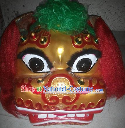 Gold Face Smiling Beijing Lion Dance Head