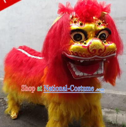 Two People Chinese Beijing Lion Dancing Costumes Complete Set