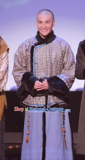 Qing Dynasty Palace Official Costumes and Long Wig Complete Set