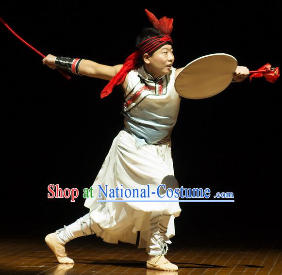 Professional Drum Dance Costumes and Headwear Complete Set