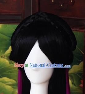 Black Cosplay Fairy Wig and Hair Jewelry for Girls