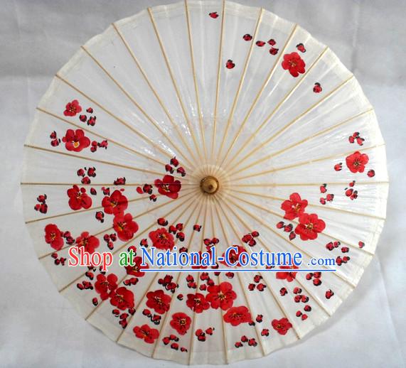 Traditional Chinese Hands Painted Red Flower Umbrella